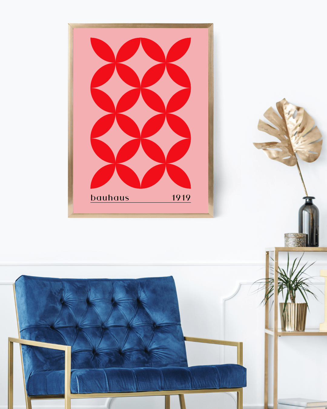 Bauhaus Plakat 7 - Geometriske Blomster i Rød