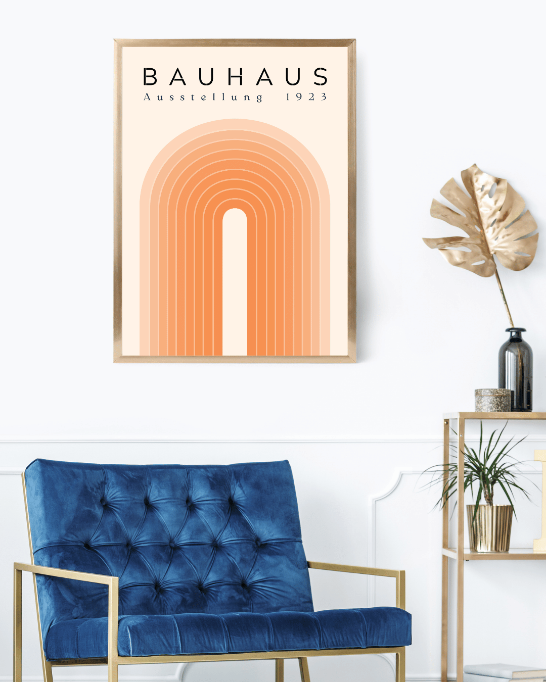 Bauhaus Plakat 9 - Bløde Buer i Orange Nuancer