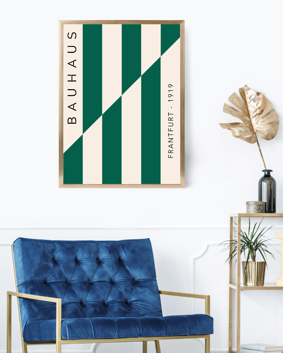 Bauhaus Plakat 24 – Grøn Geometri i Stram Balance