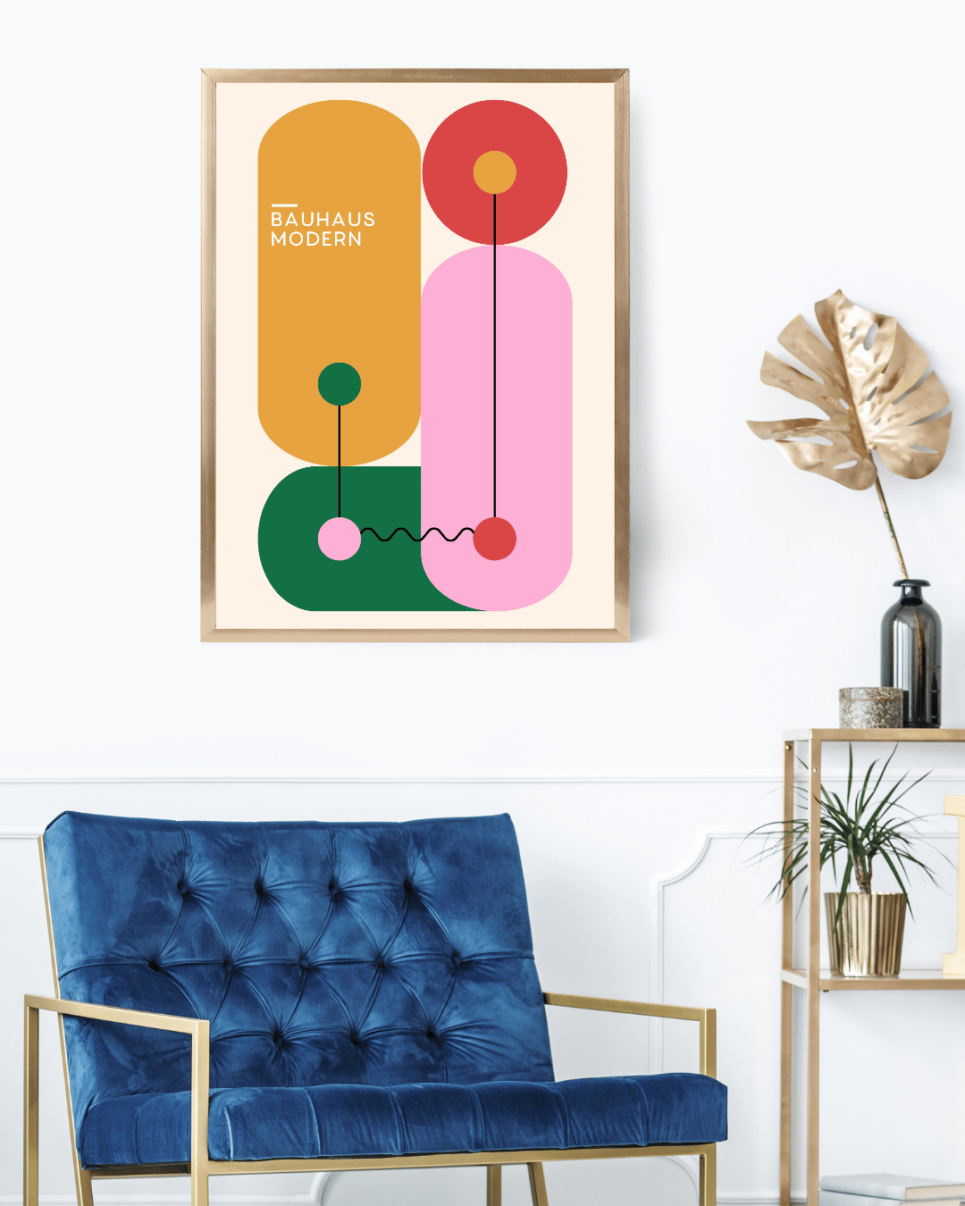 Bauhaus Plakat 5 - Moderne Former i Varme Farver