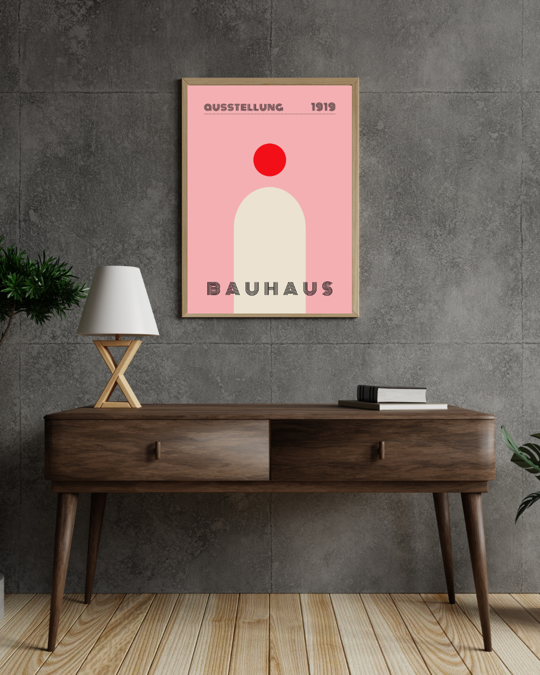 Bauhaus Plakat 8 - Minimalistisk Balance i Rosa