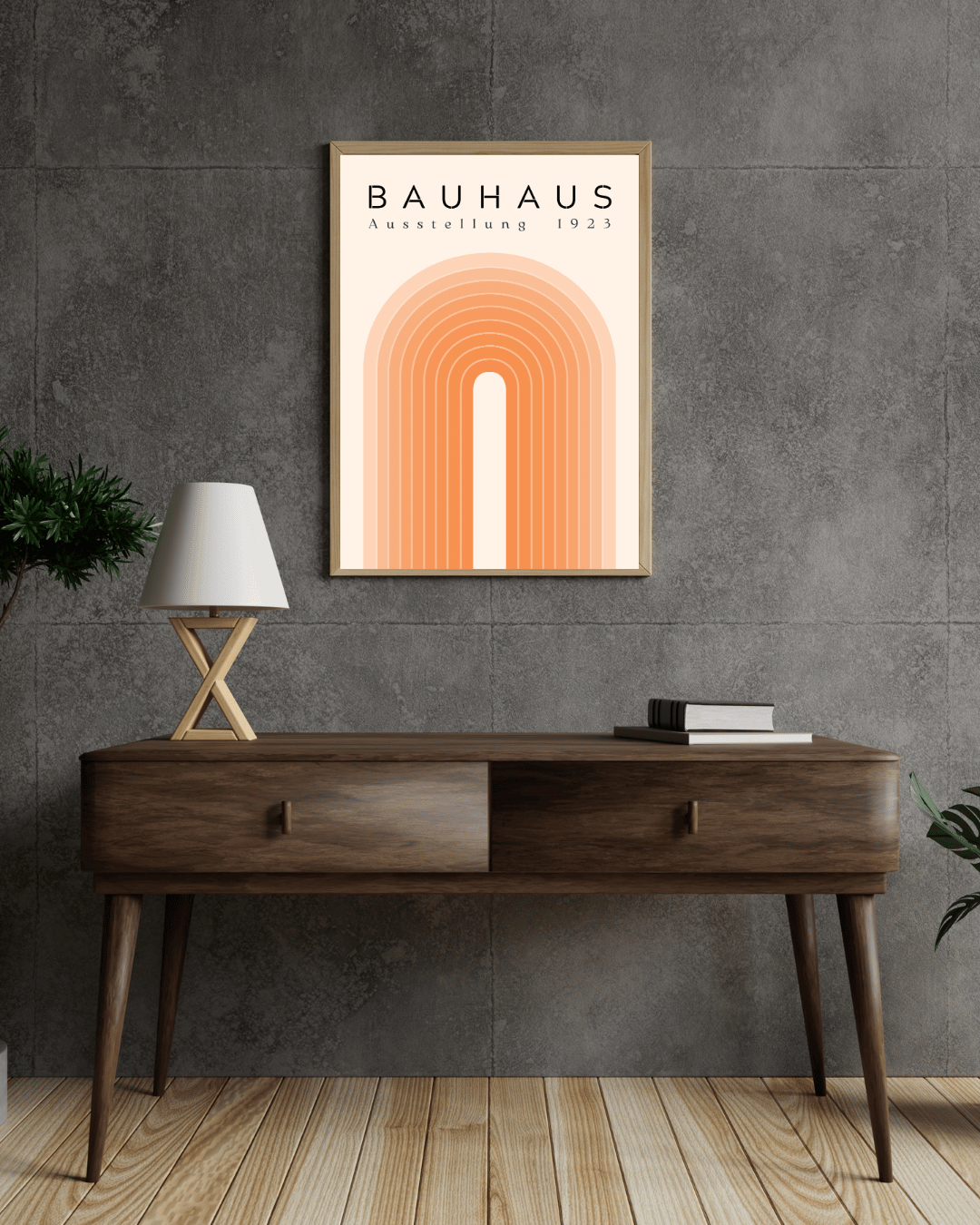 Bauhaus Plakat 9 - Bløde Buer i Orange Nuancer