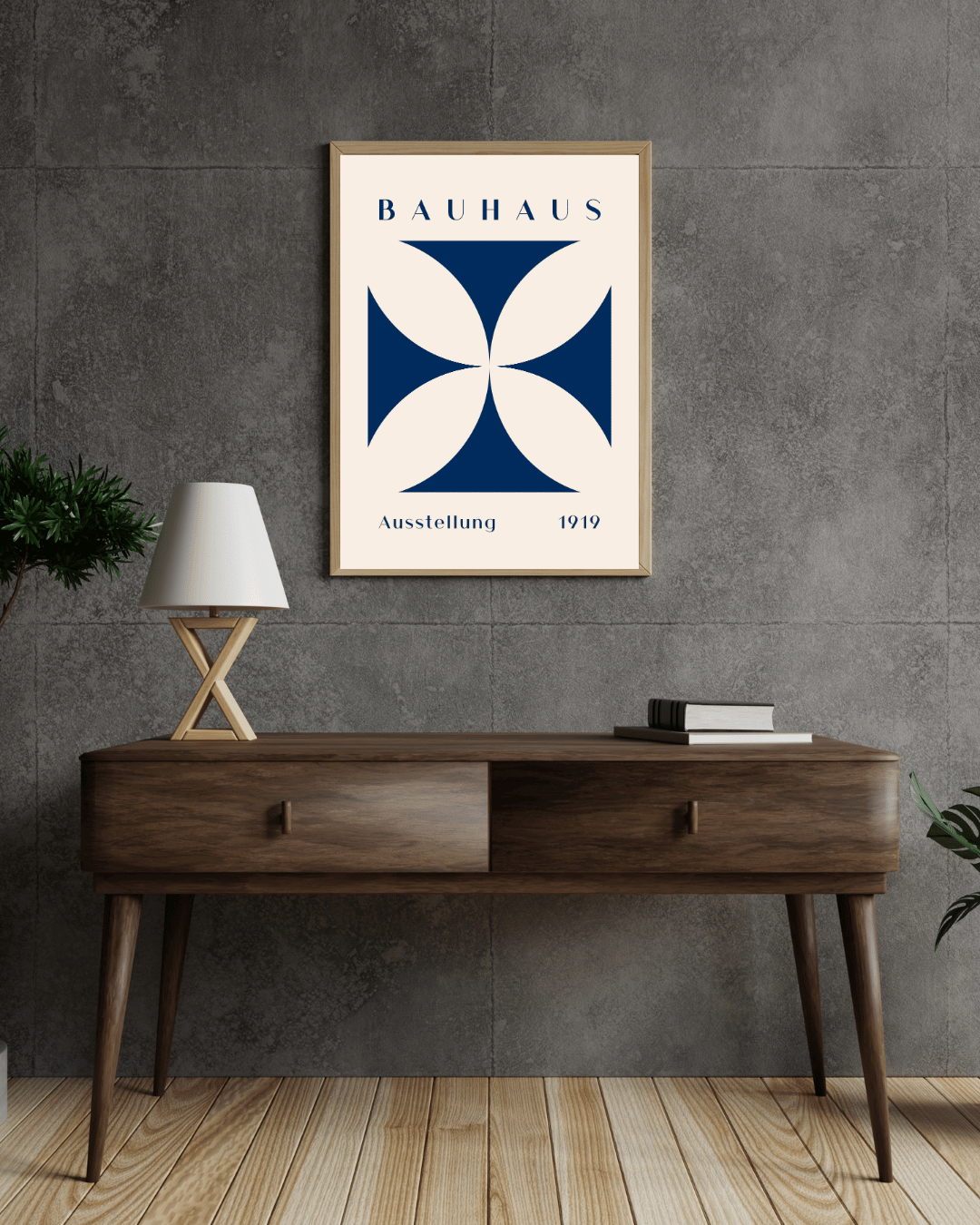 Bauhaus Plakat 30 – Blå Symmetrisk Geometri