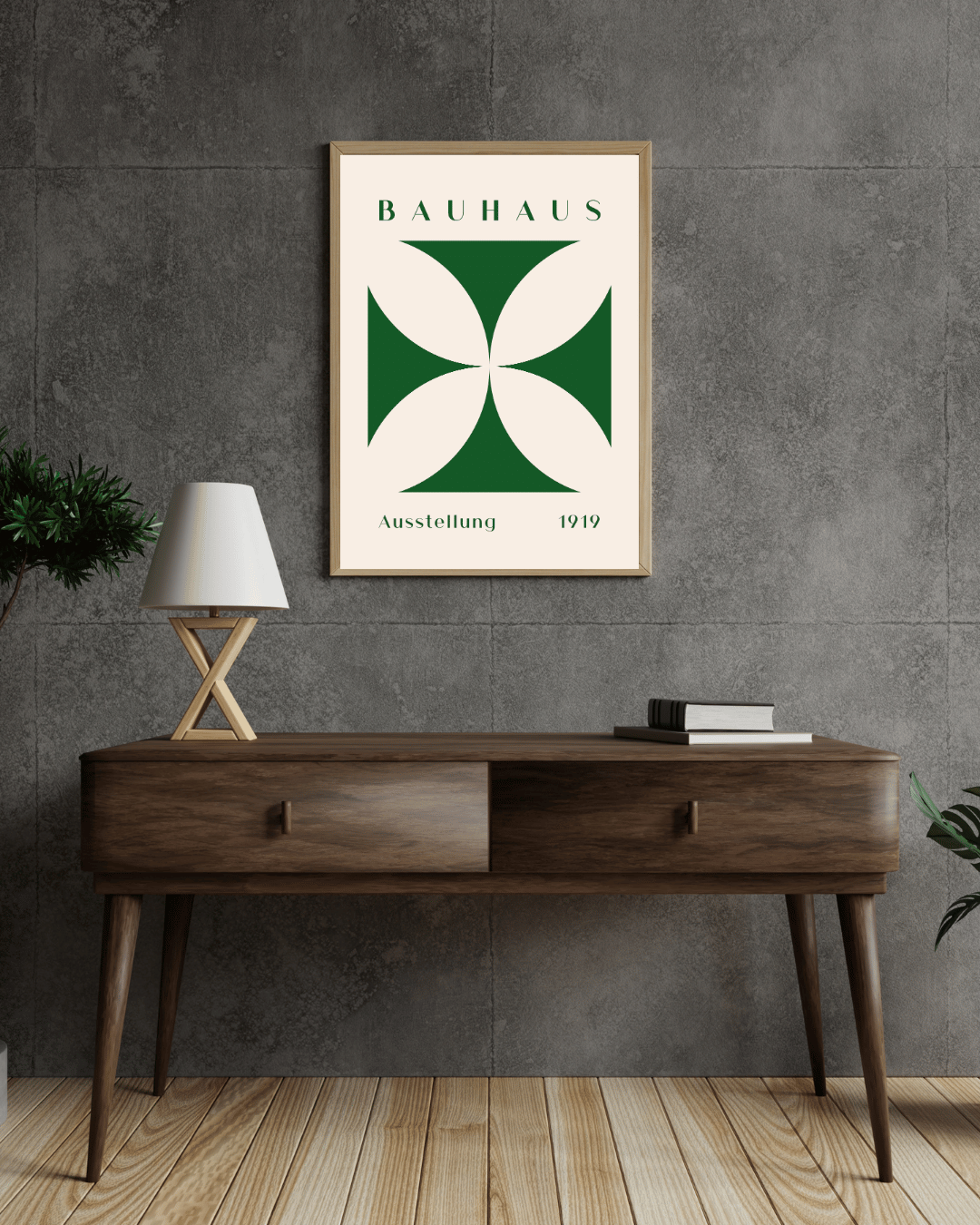 Bauhaus Plakat 29 – Grøn Symmetrisk Geometri