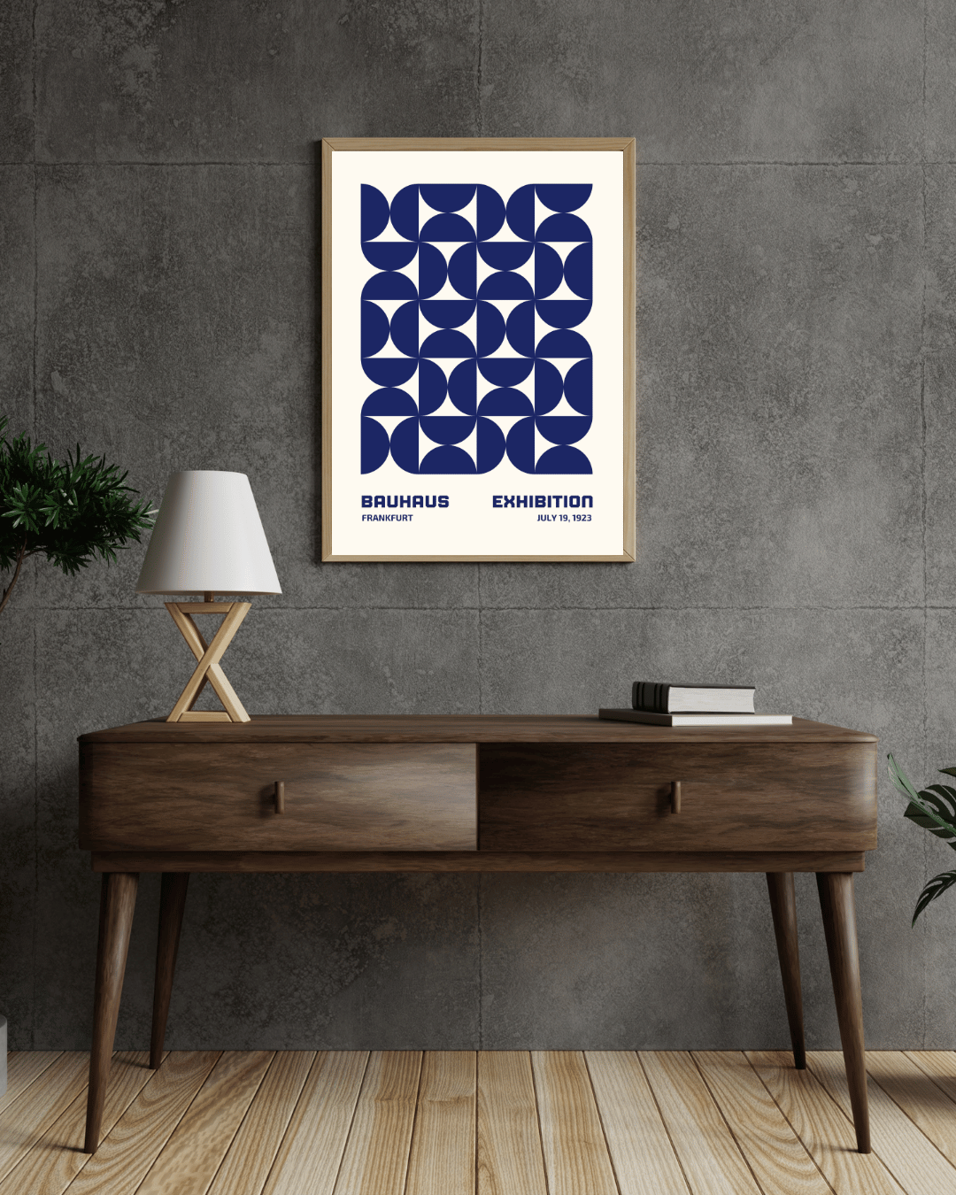 Bauhaus Plakat 12 - Modulære Former i Dybt Blå