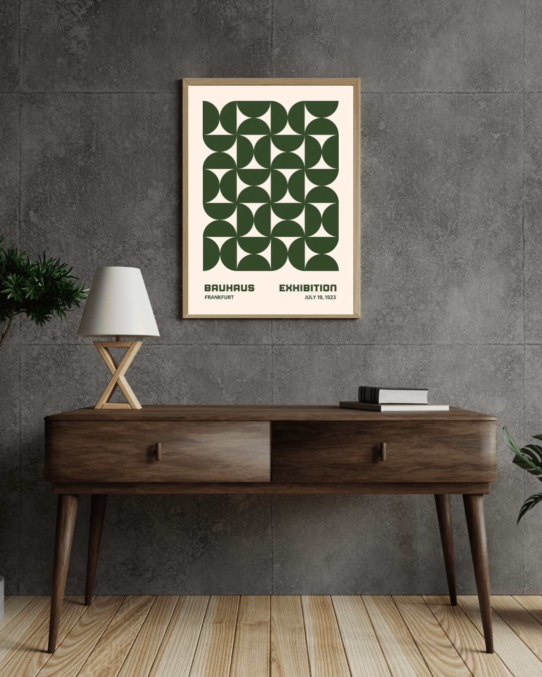 Bauhaus Plakat 13 - Modulære Former i Grøn