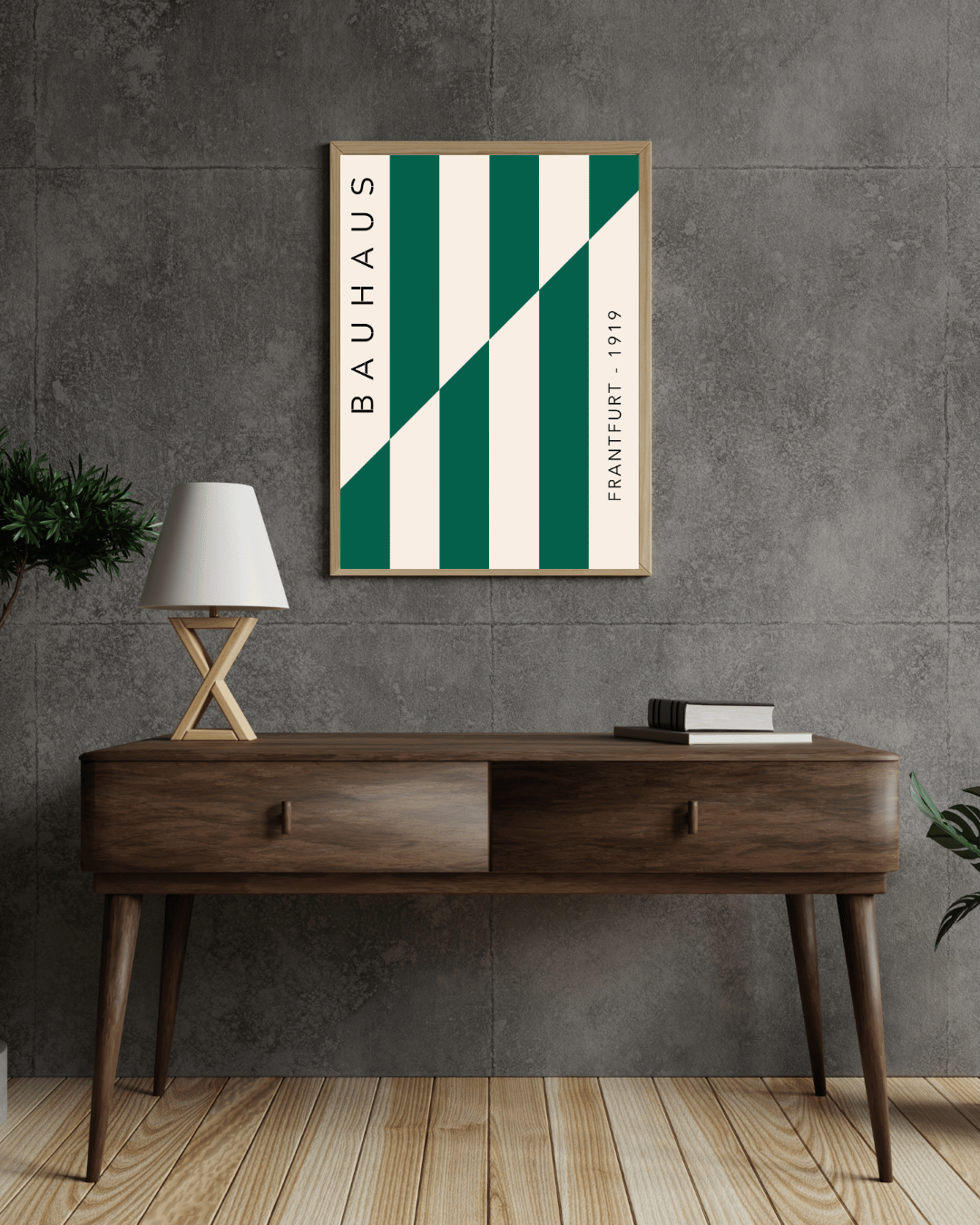 Bauhaus Plakat 24 – Grøn Geometri i Stram Balance