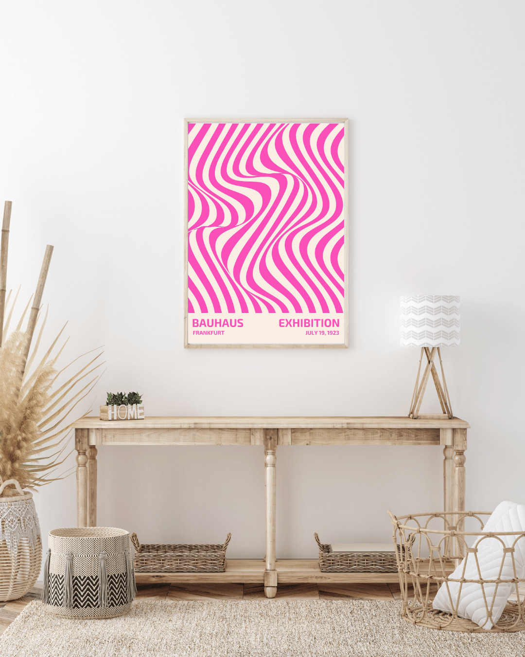 Bauhaus Plakat 17 - Bølgende Linjer i Pink