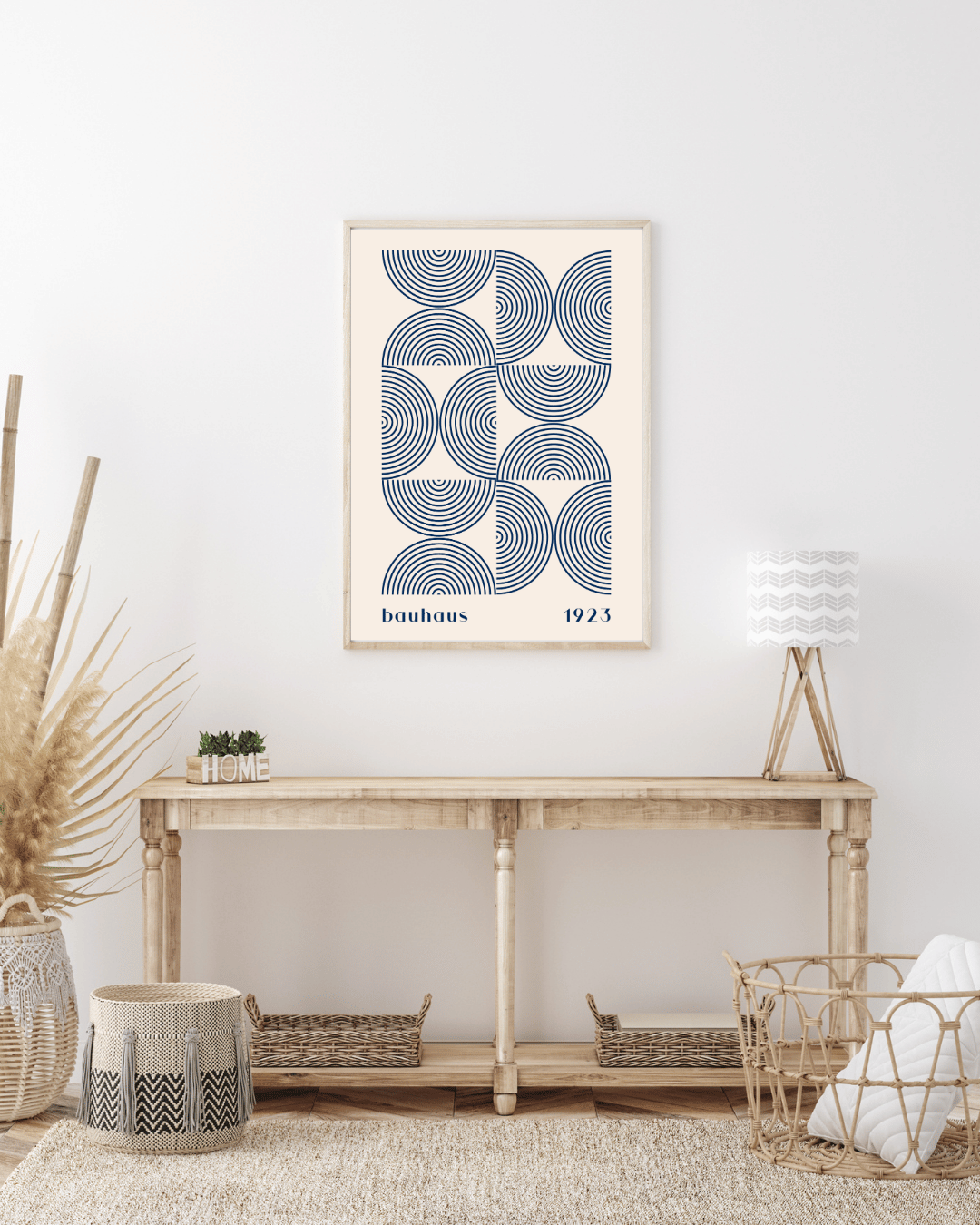 Bauhaus Plakat 39 – Blå Cirkulær Struktur i nordisk bolig - blå plakat med geometrisk design