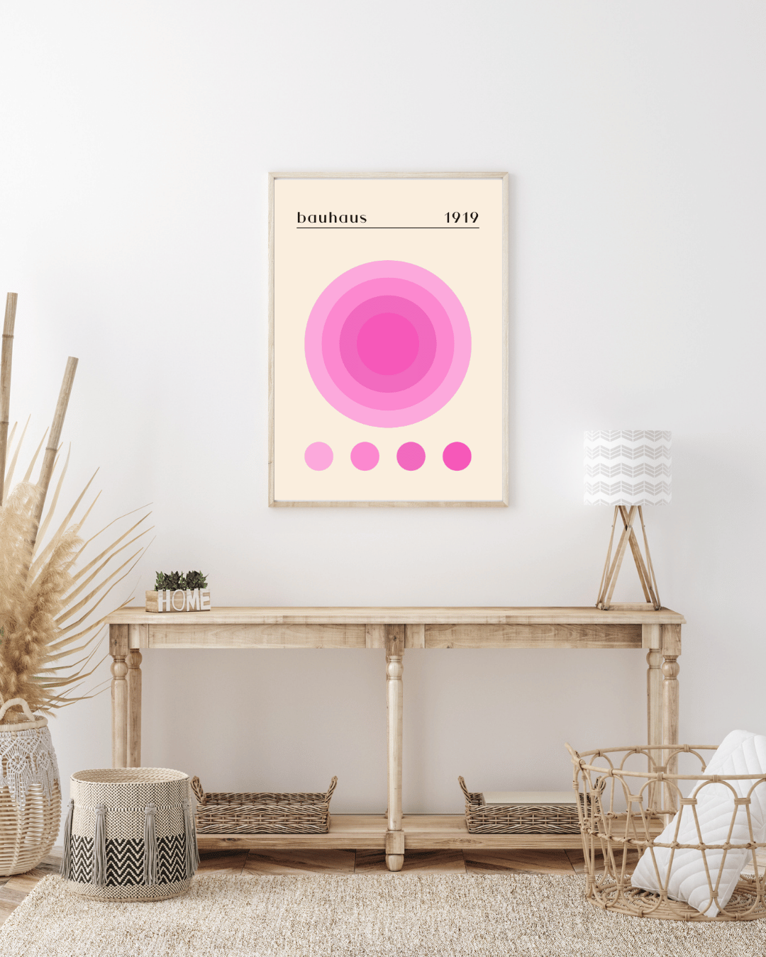 Bauhaus Plakat 38 – Rosa Cirkler i Harmonisk Balance