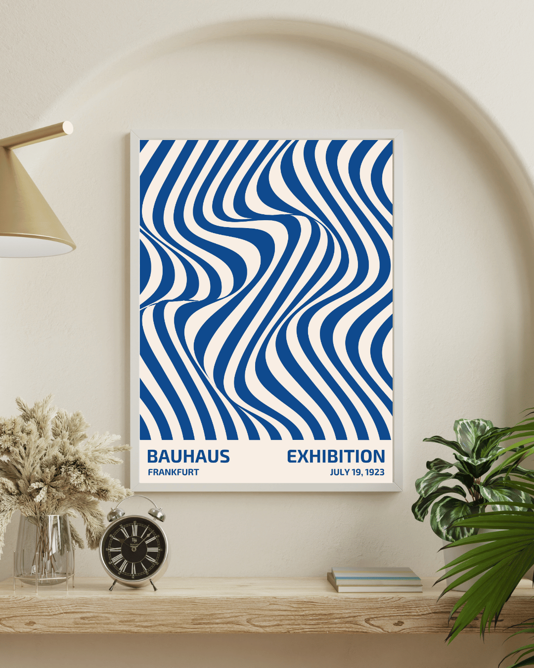 Bauhaus Plakat 25 – Dynamiske Blå Bølger