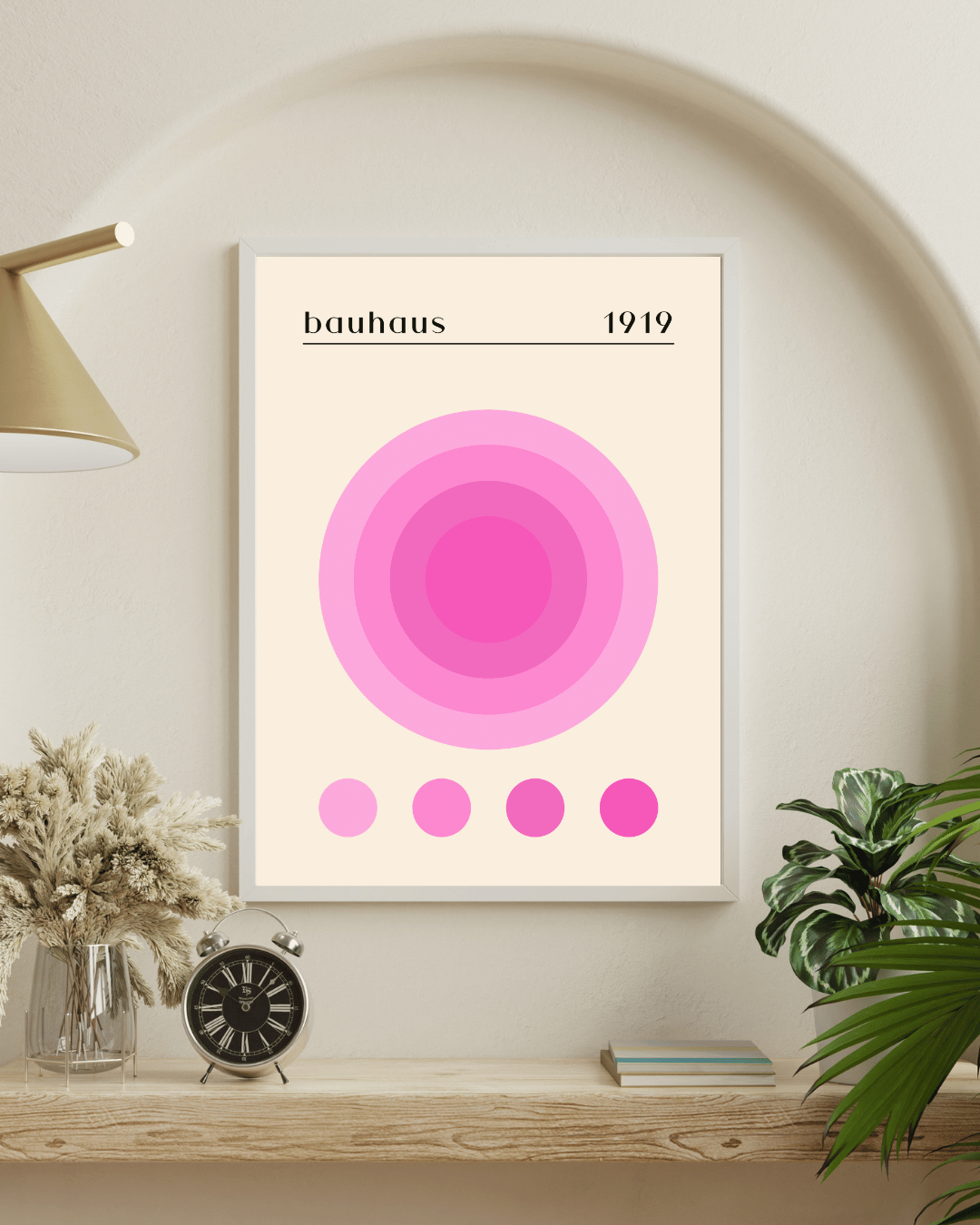 Bauhaus Plakat 38 – Rosa Cirkler i Harmonisk Balance