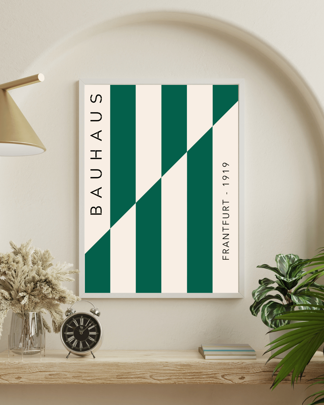 Bauhaus Plakat 24 – Grøn Geometri i Stram Balance