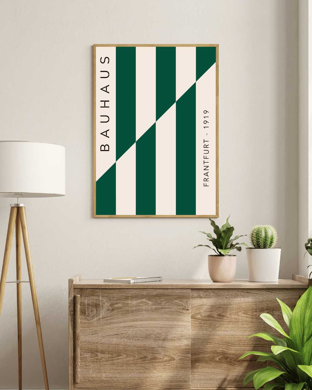 Bauhaus Plakat 24 – Grøn Geometri i Stram Balance