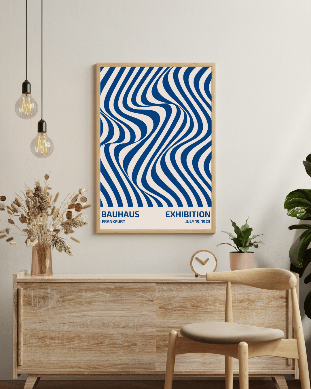 Bauhaus Plakat 25 – Dynamiske Blå Bølger