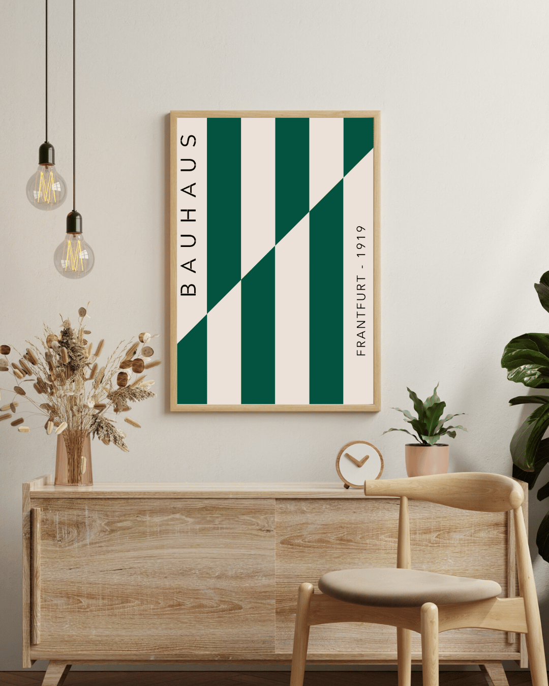 Bauhaus Plakat 24 – Grøn Geometri i Stram Balance