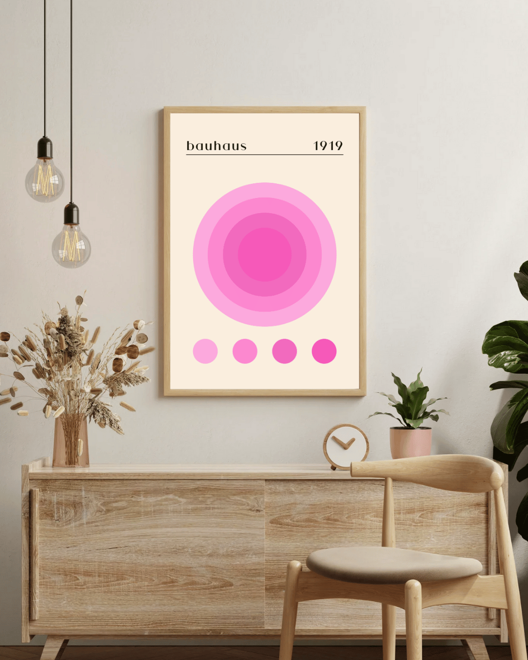 Bauhaus Plakat 38 – Rosa Cirkler i Harmonisk Balance