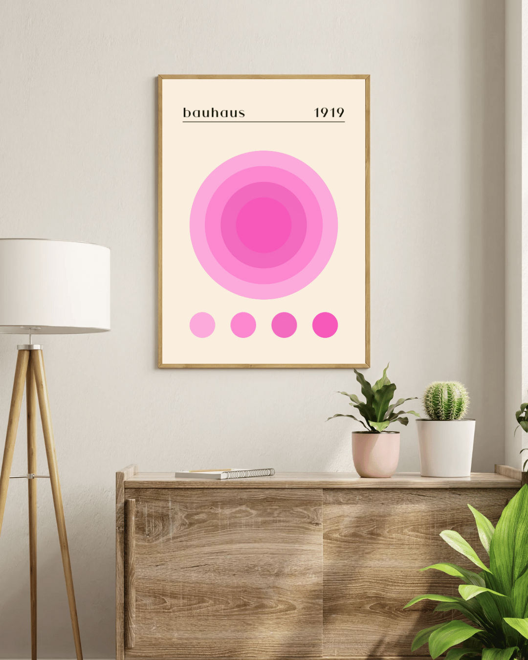Bauhaus Plakat 38 – Rosa Cirkler i Harmonisk Balance