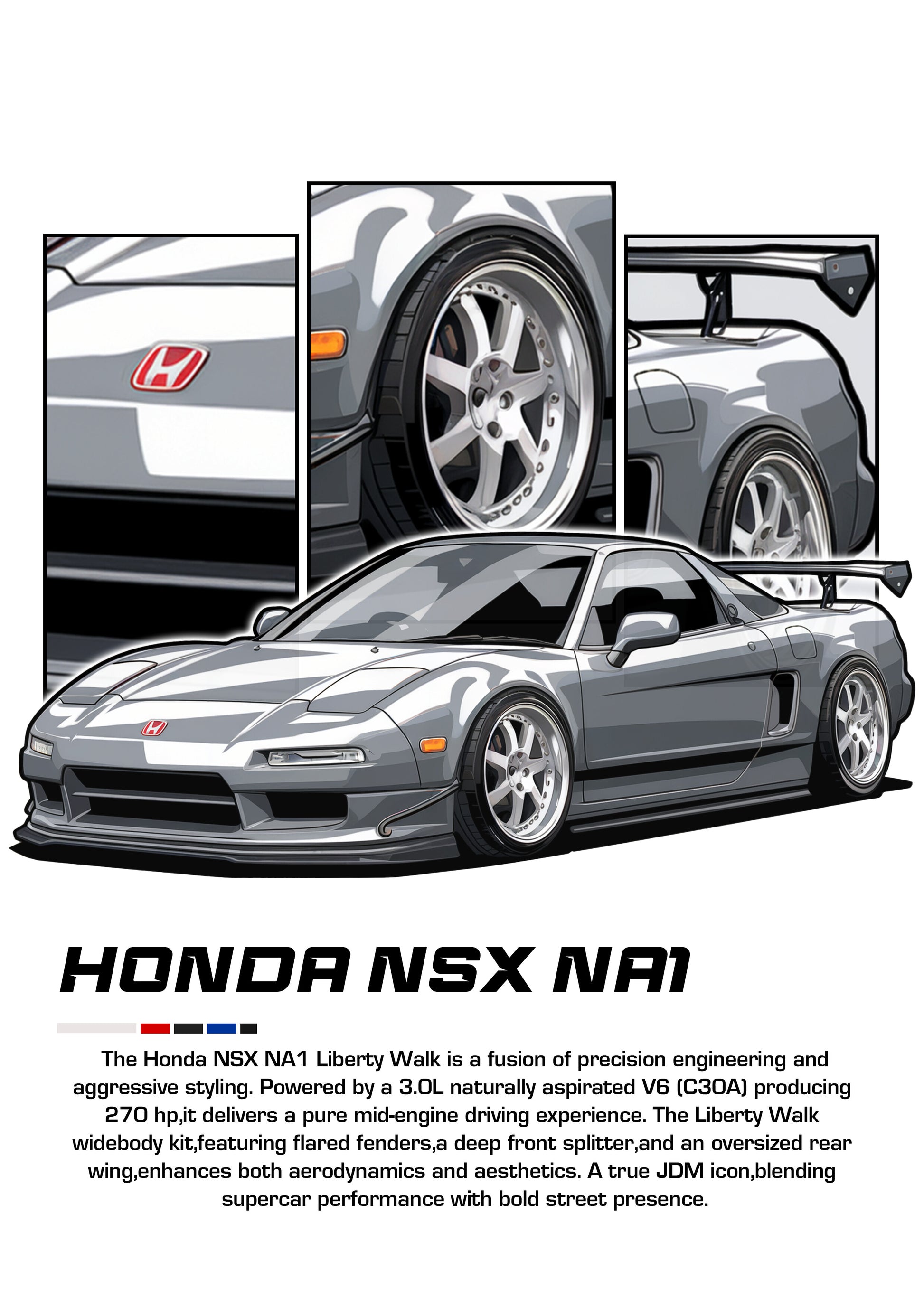 Bil plakat 107 med Honda NSX NA1 som motiv til nordisk indretning i danske hjem