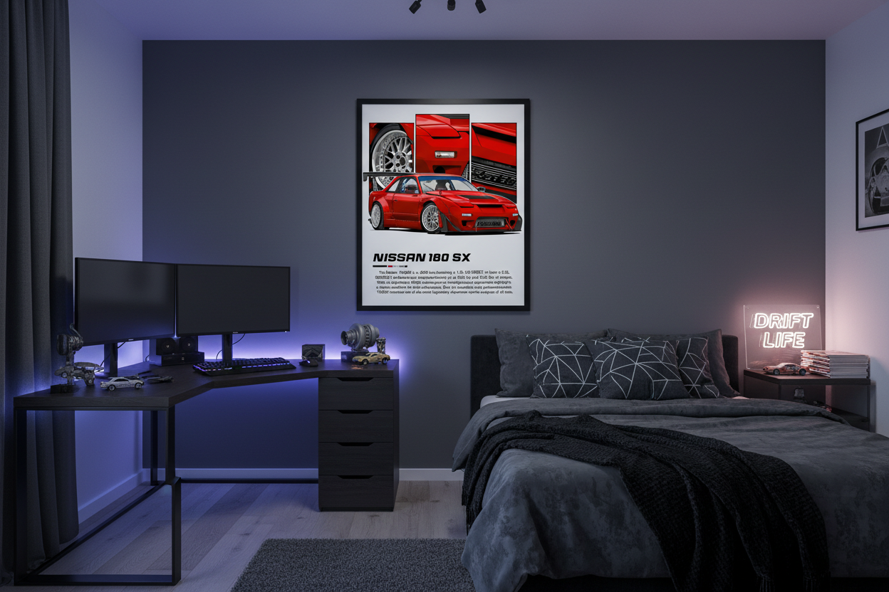 Bil Plakat 110 - Nissan 180SX i teenager-drengeværelse