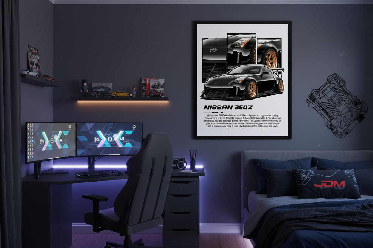 Bil Plakat 111 - Nissan 350Z i teenager-drengeværelse