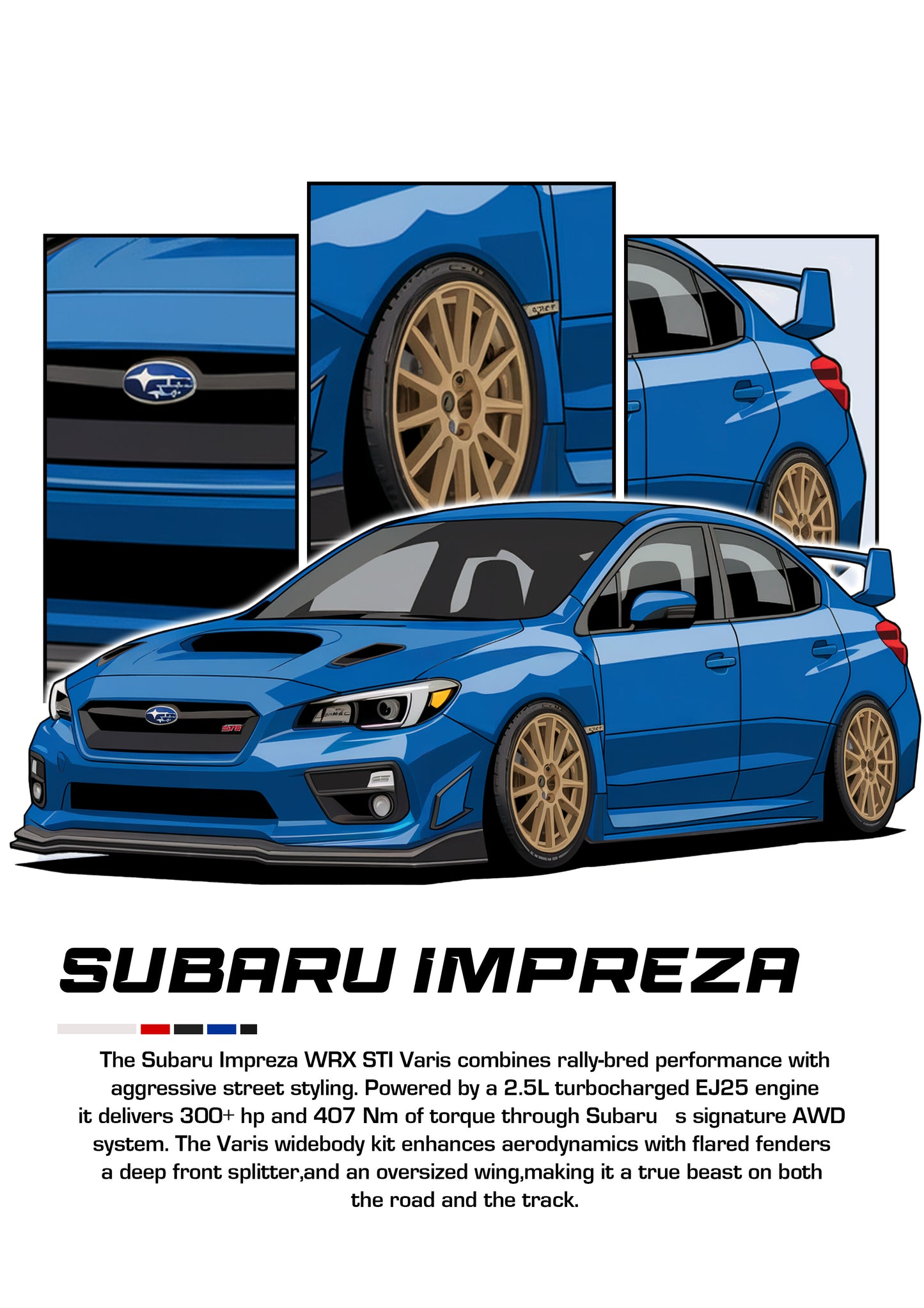 Bil plakat 115 med Subaru Impreza WRX STI som motiv til nordisk indretning i danske hjem