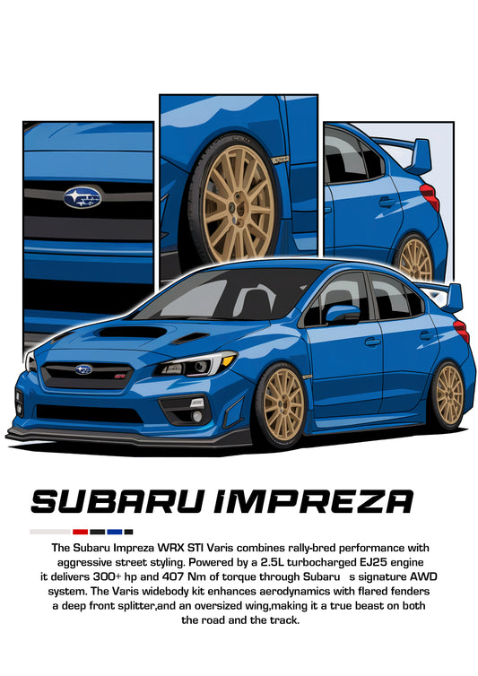 Bil plakat 115 med Subaru Impreza WRX STI som motiv til nordisk indretning i danske hjem