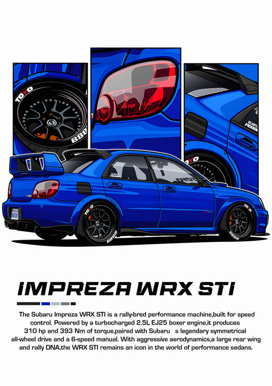 Bil plakat 116 med Subaru Impreza WRX STI som motiv til nordisk indretning i danske hjem