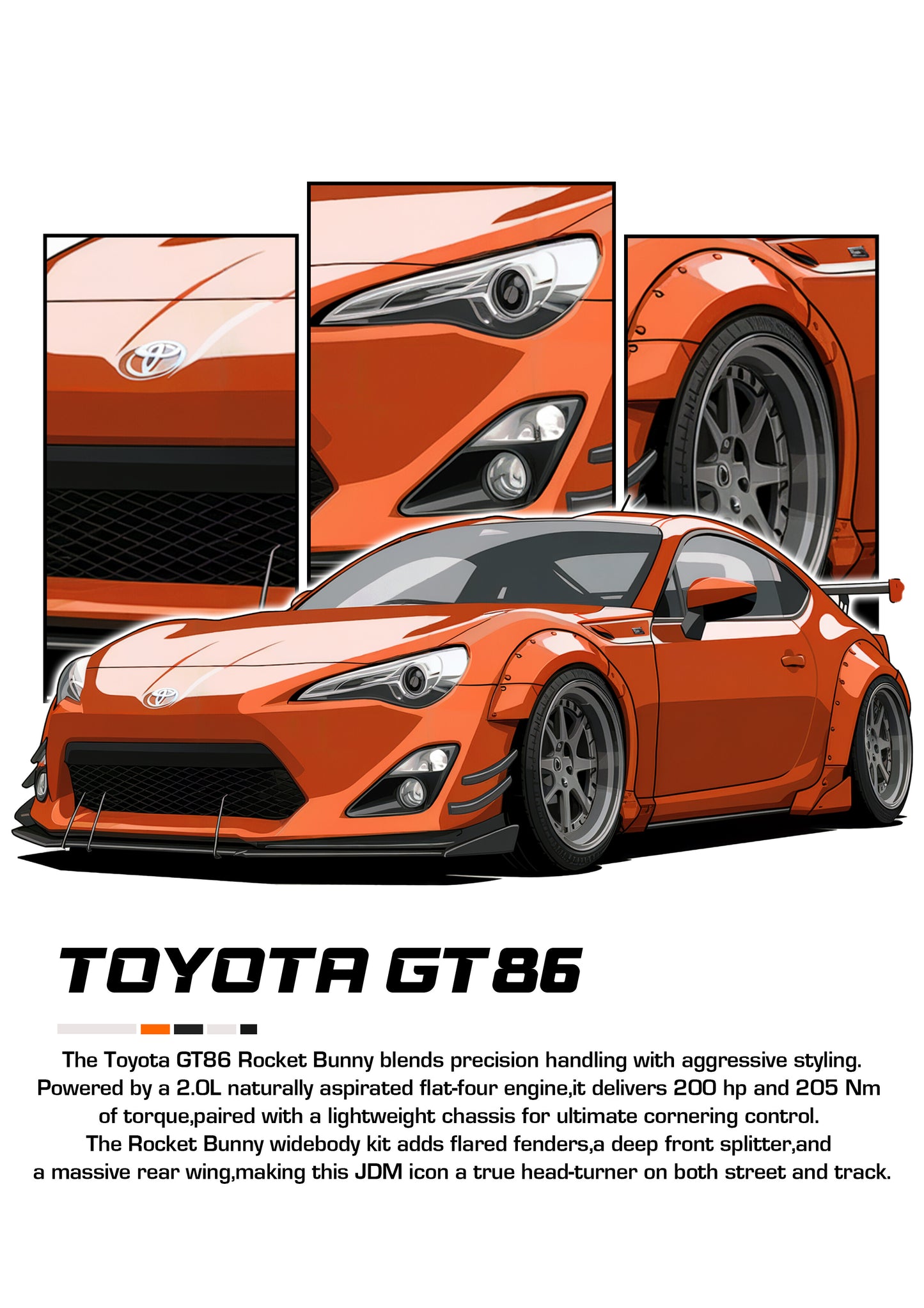 Bil plakat 118 med Toyota GT86 som motiv til nordisk indretning i danske hjem