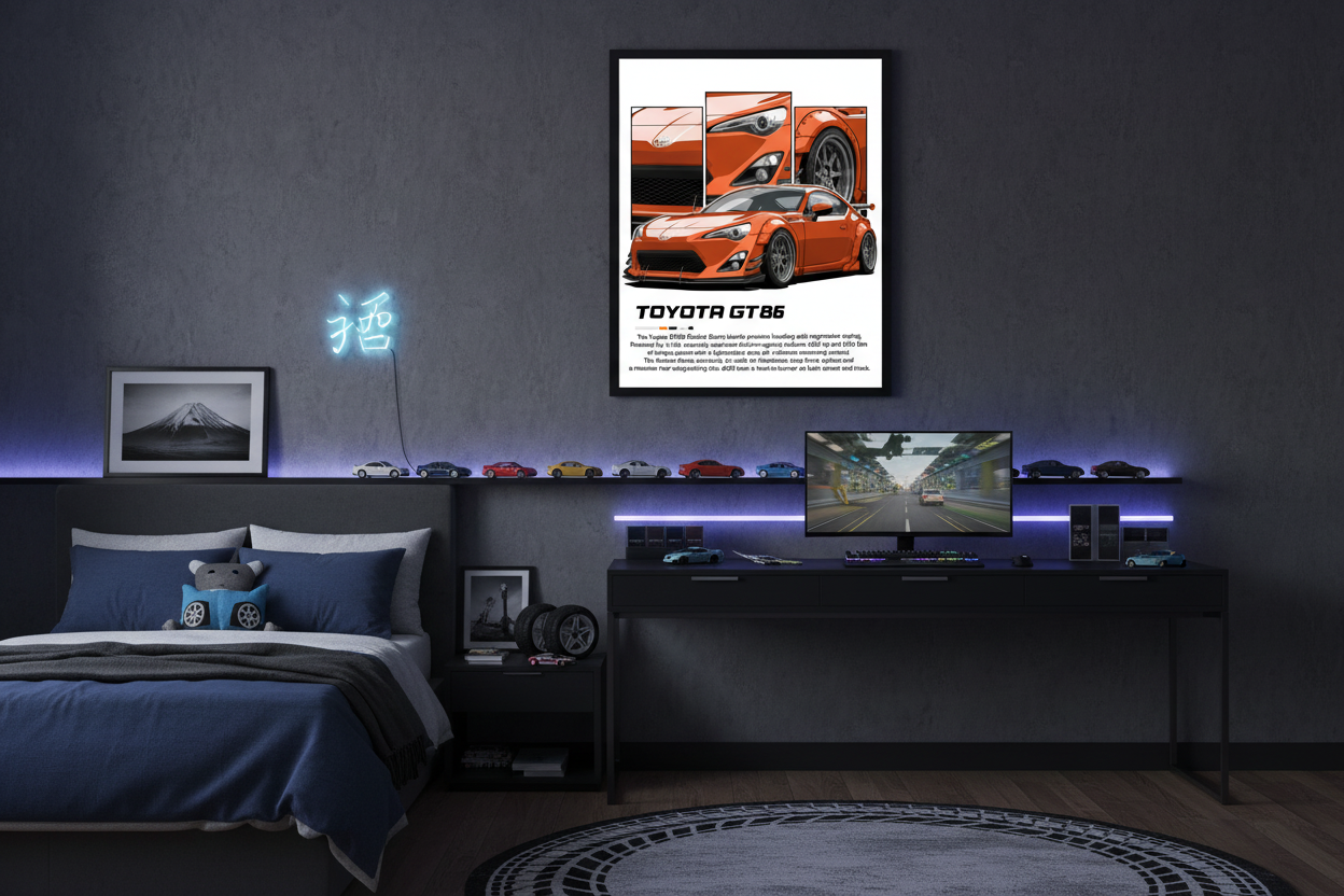 Bil Plakat 118 - Toyota GT86 i teenager-drengeværelse