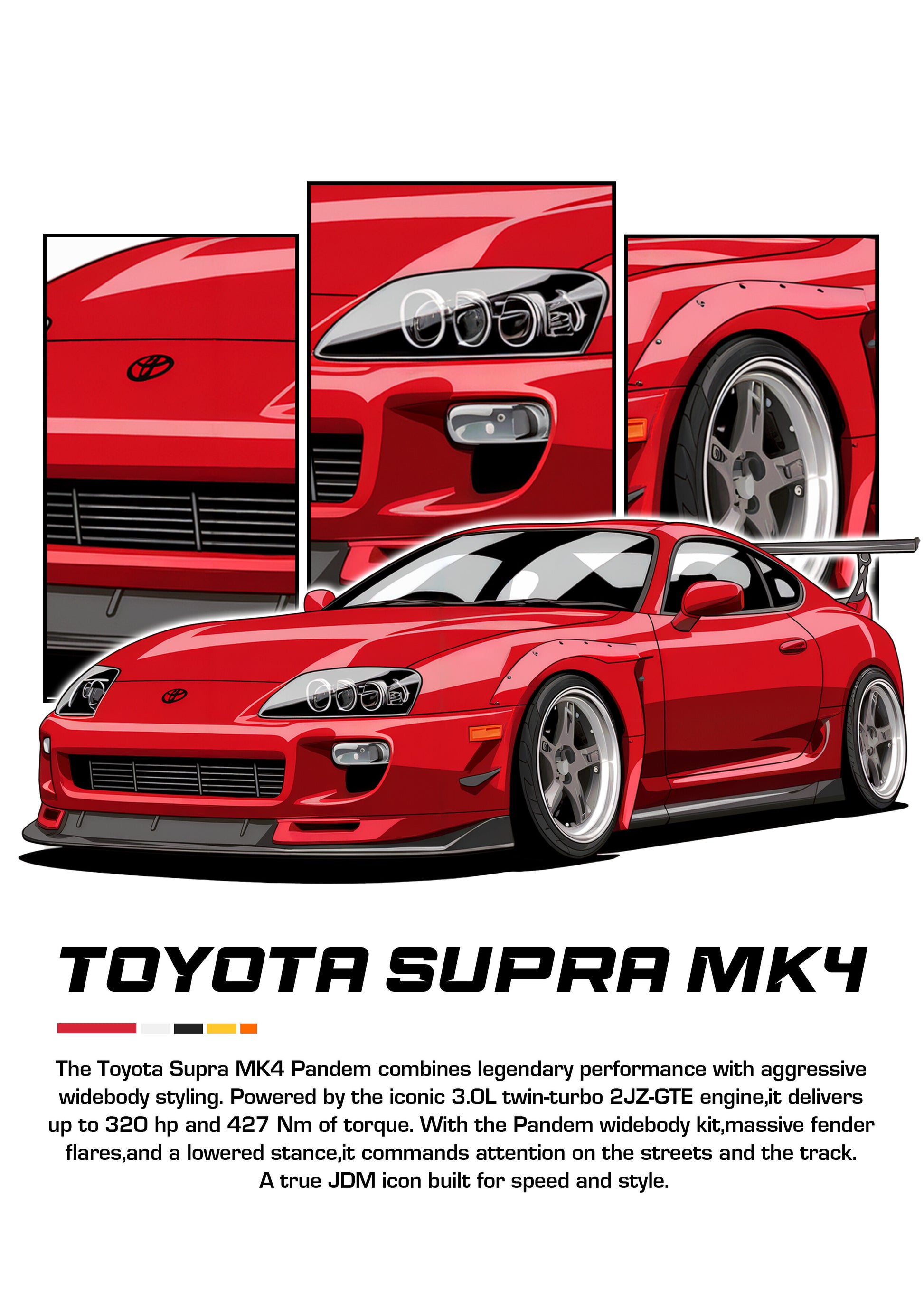 Bil plakat 120 med Toyota Supra MK4 som motiv til nordisk indretning i danske hjem