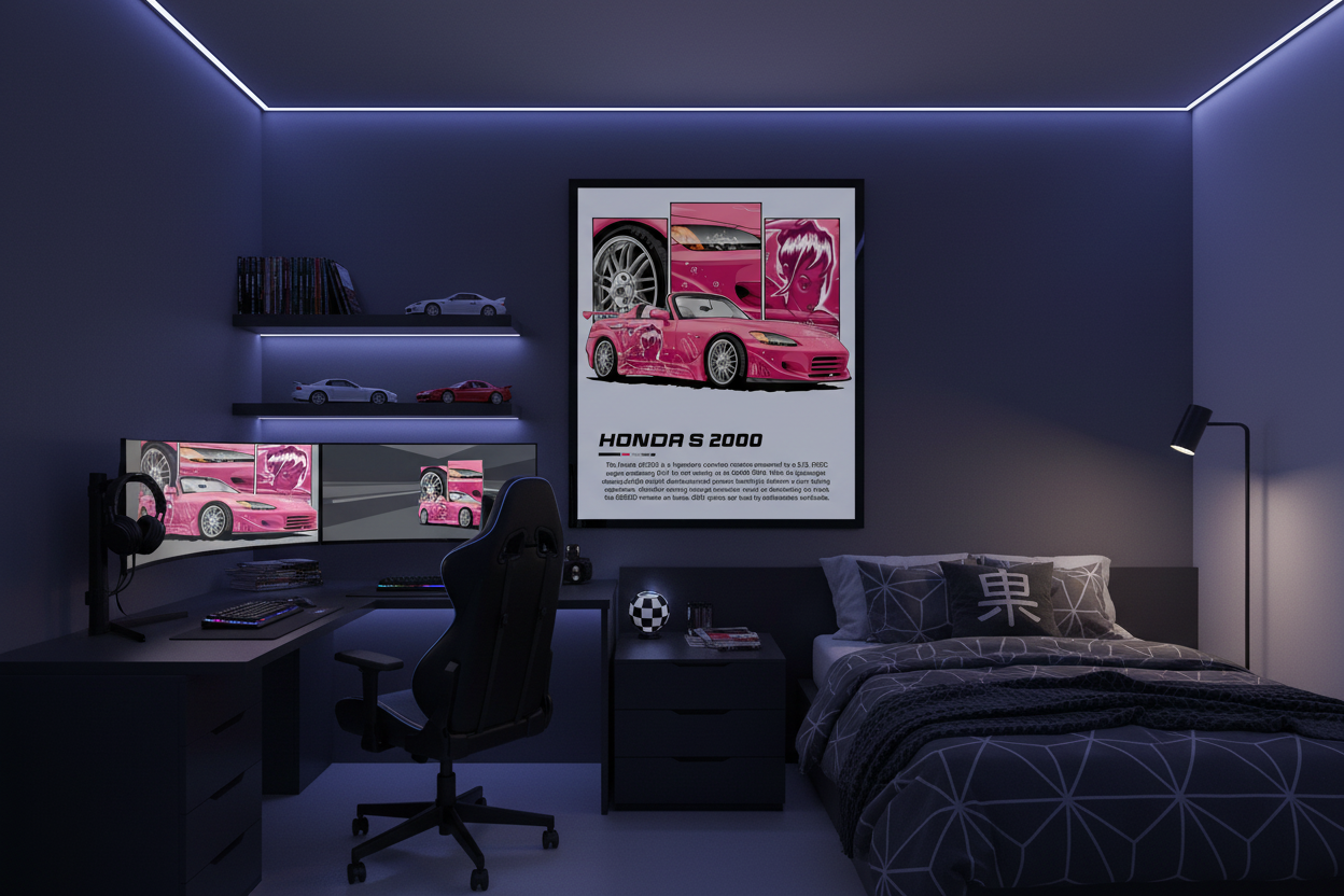 Bil Plakat 121 - Honda S2000 i teenager-drengeværelse