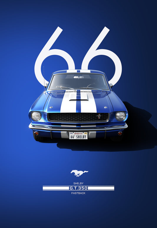 Bil plakat 122 med Shelby GT350 (1966) som motiv til nordisk indretning i danske hjem