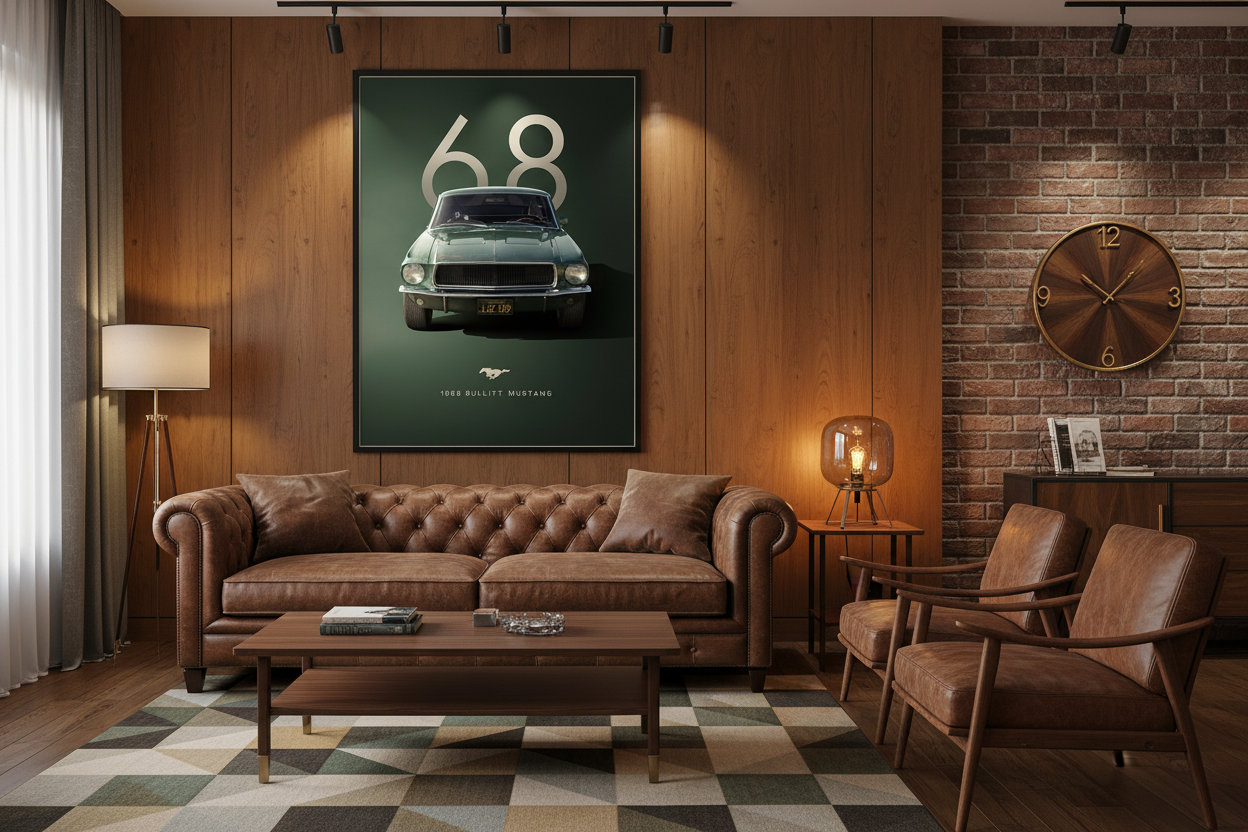 Bil Plakat 123 - Ford Mustang Bullitt (1968) i stue - billede 1