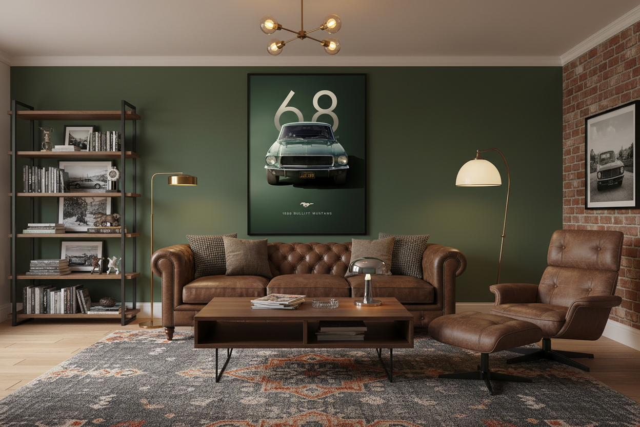 Bil Plakat 123 - Ford Mustang Bullitt (1968) i stue - billede 2