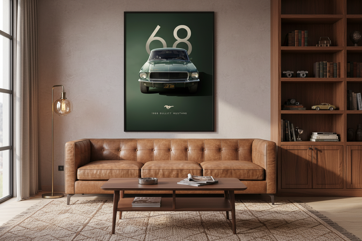 Bil Plakat 123 - Ford Mustang Bullitt (1968) i stue - billede 4