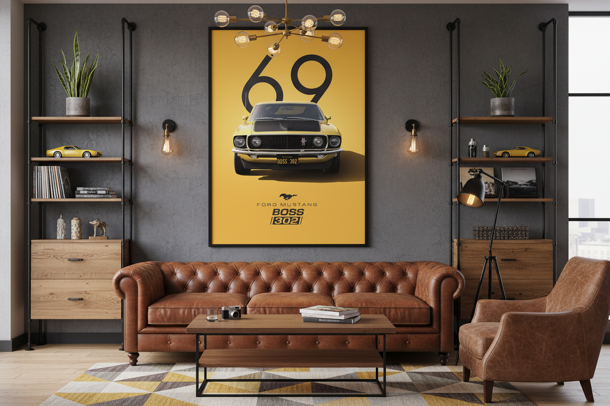 Bil Plakat 124 - Ford Mustang Boss 302 (1969) i stue - billede 2