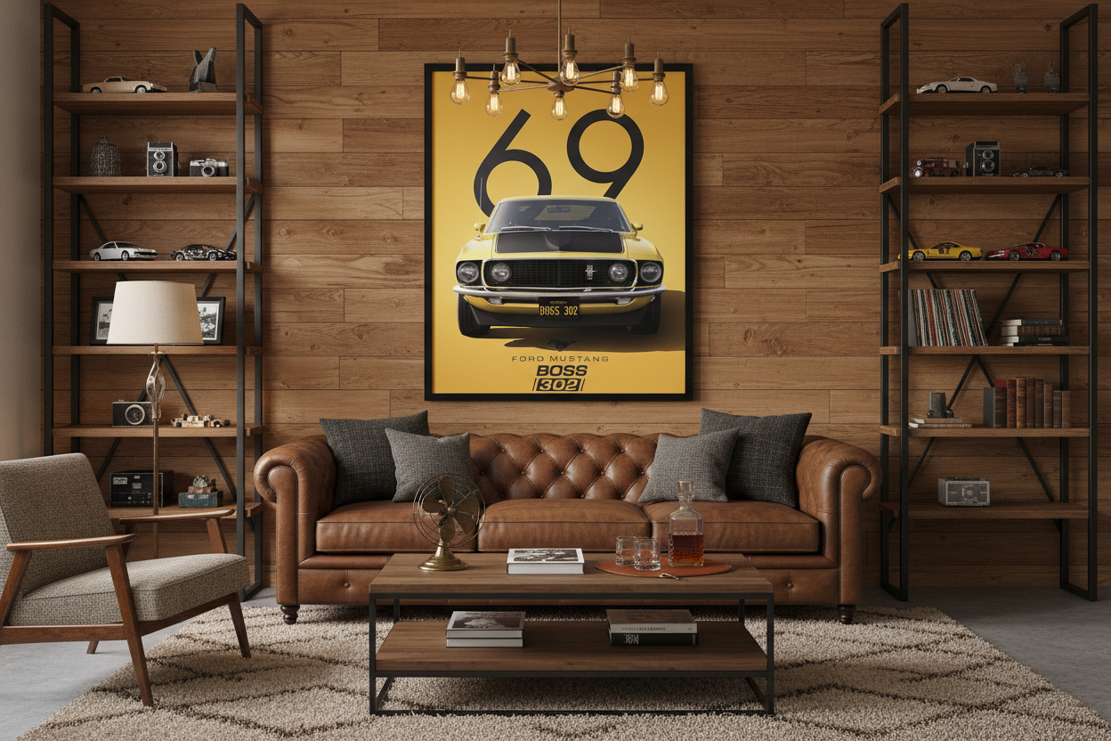 Bil Plakat 124 - Ford Mustang Boss 302 (1969) i stue - billede 5