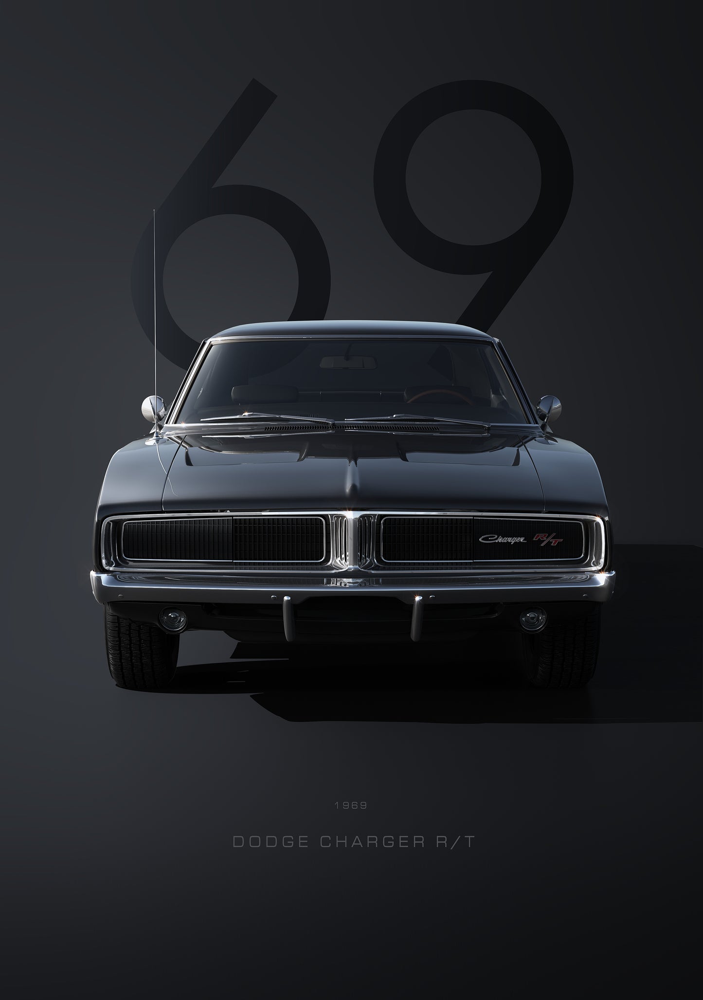 Bil plakat 125 med Dodge Charger RT (1969) som motiv til nordisk indretning i danske hjem