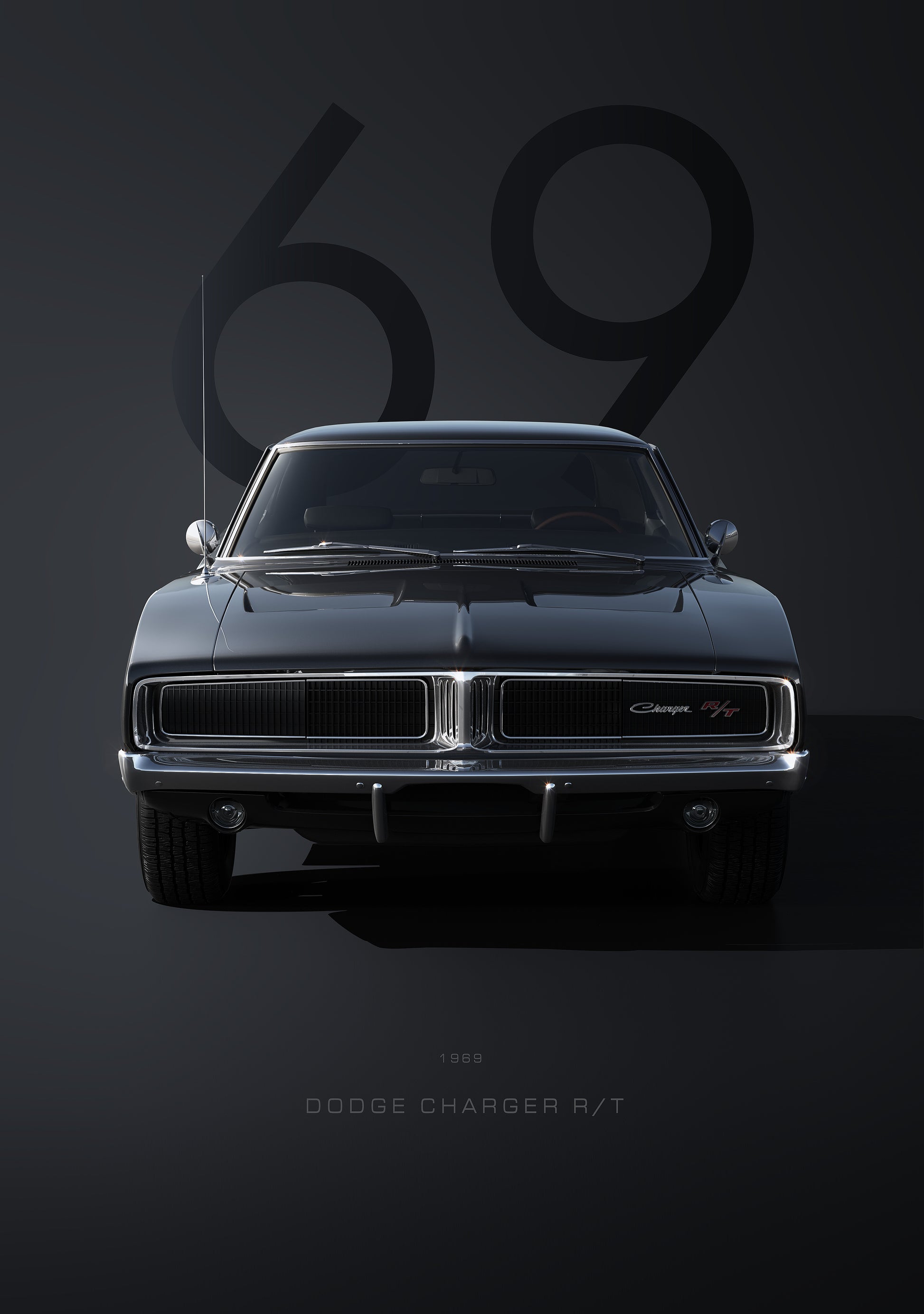 Bil plakat 125 med Dodge Charger RT (1969) som motiv til nordisk indretning i danske hjem