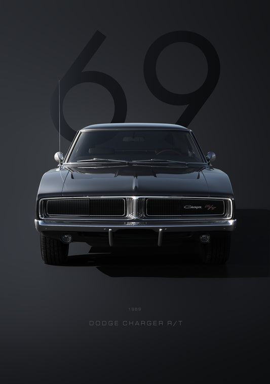 Bil plakat 125 med Dodge Charger RT (1969) som motiv til nordisk indretning i danske hjem