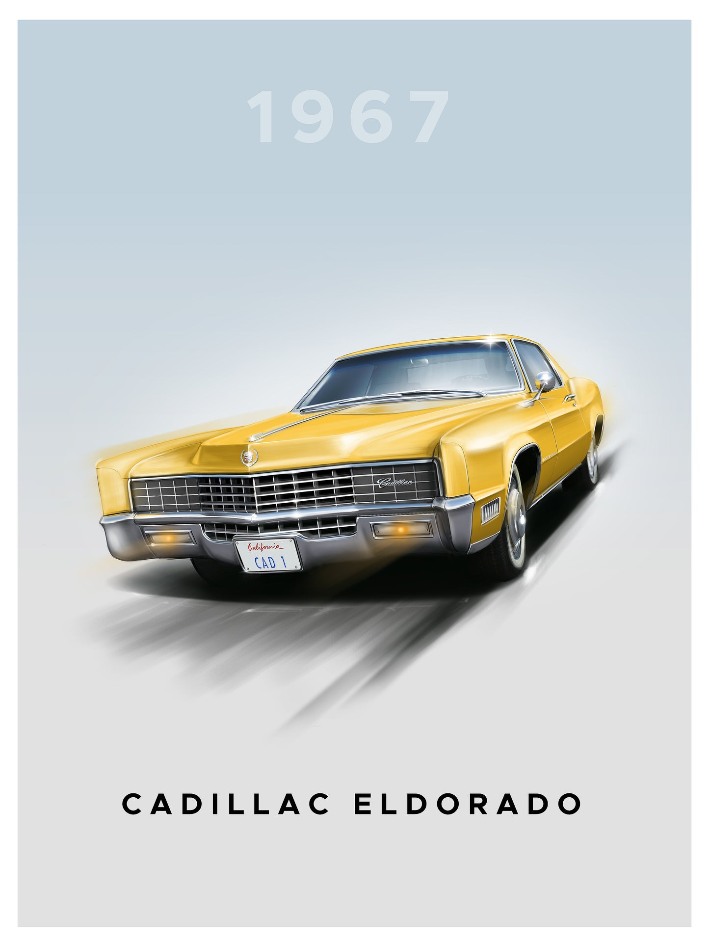 Bil plakat 129 med Cadillac Eldorado (1967) som motiv til nordisk indretning i danske hjem