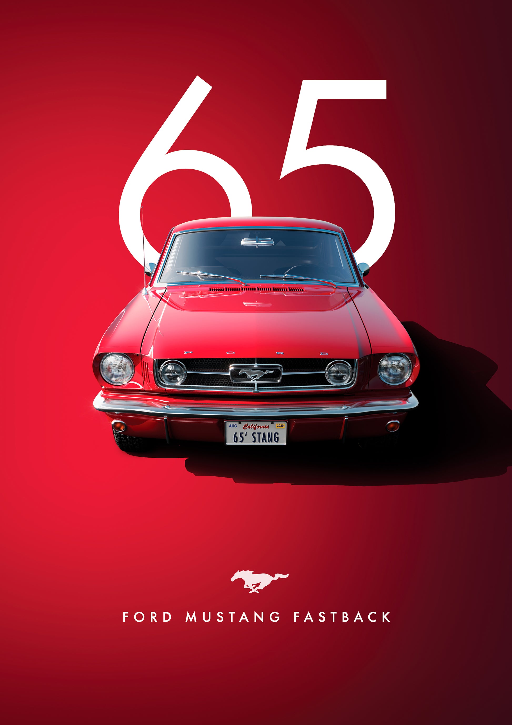 Bil plakat 132 med Ford Mustang Fastback (1965) som motiv til nordisk indretning i danske hjem
