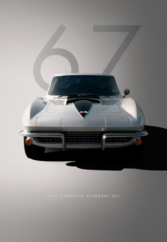 Bil plakat 133 med Corvette Stingray 427 (1967) som motiv til nordisk indretning i danske hjem