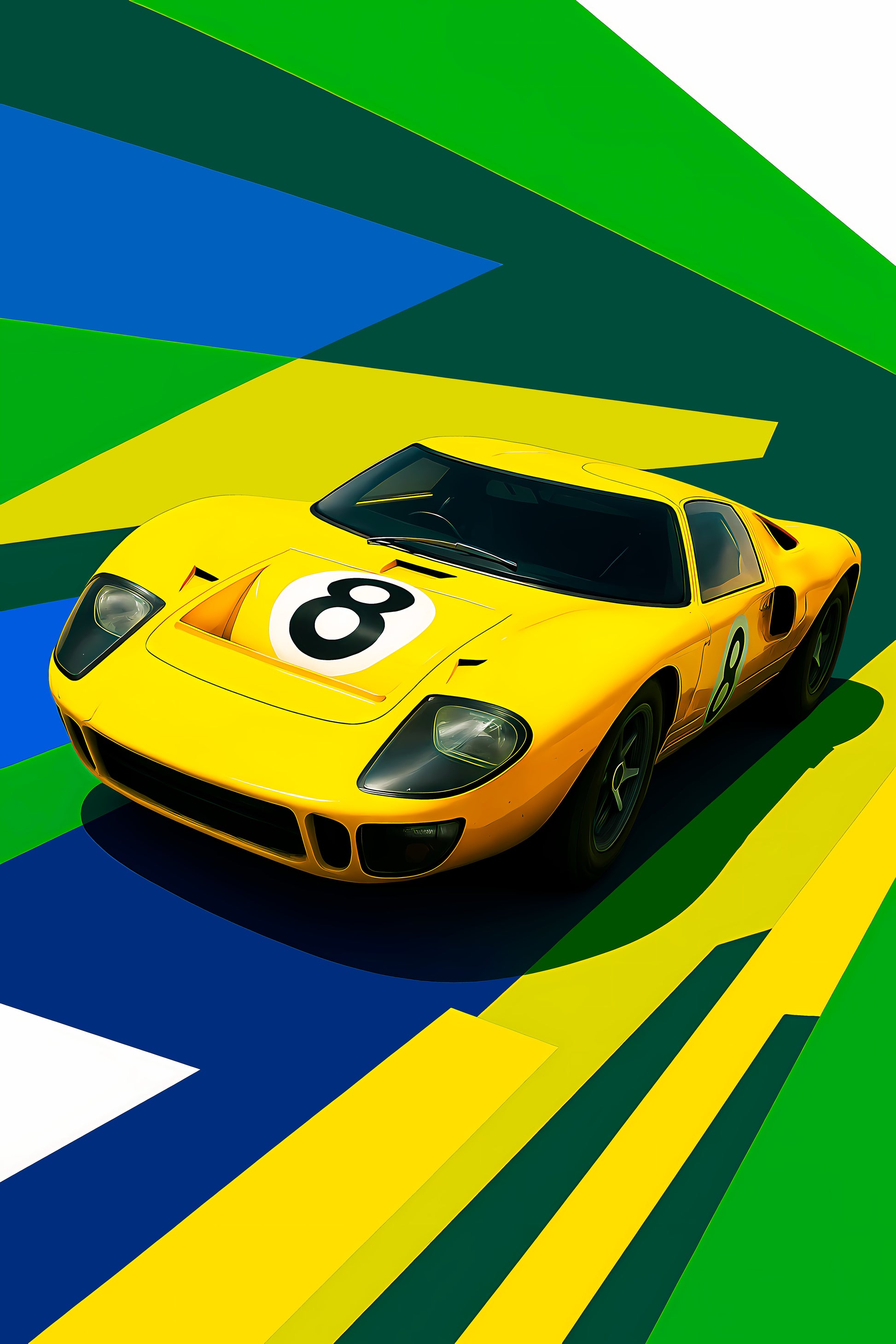 Bil plakat 87 med Ford GT40 som motiv til nordisk indretning i danske hjem