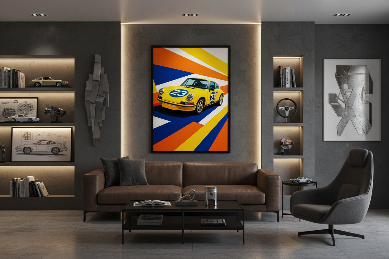 Bil Plakat 89 - Porsche 911 i moderne interiør