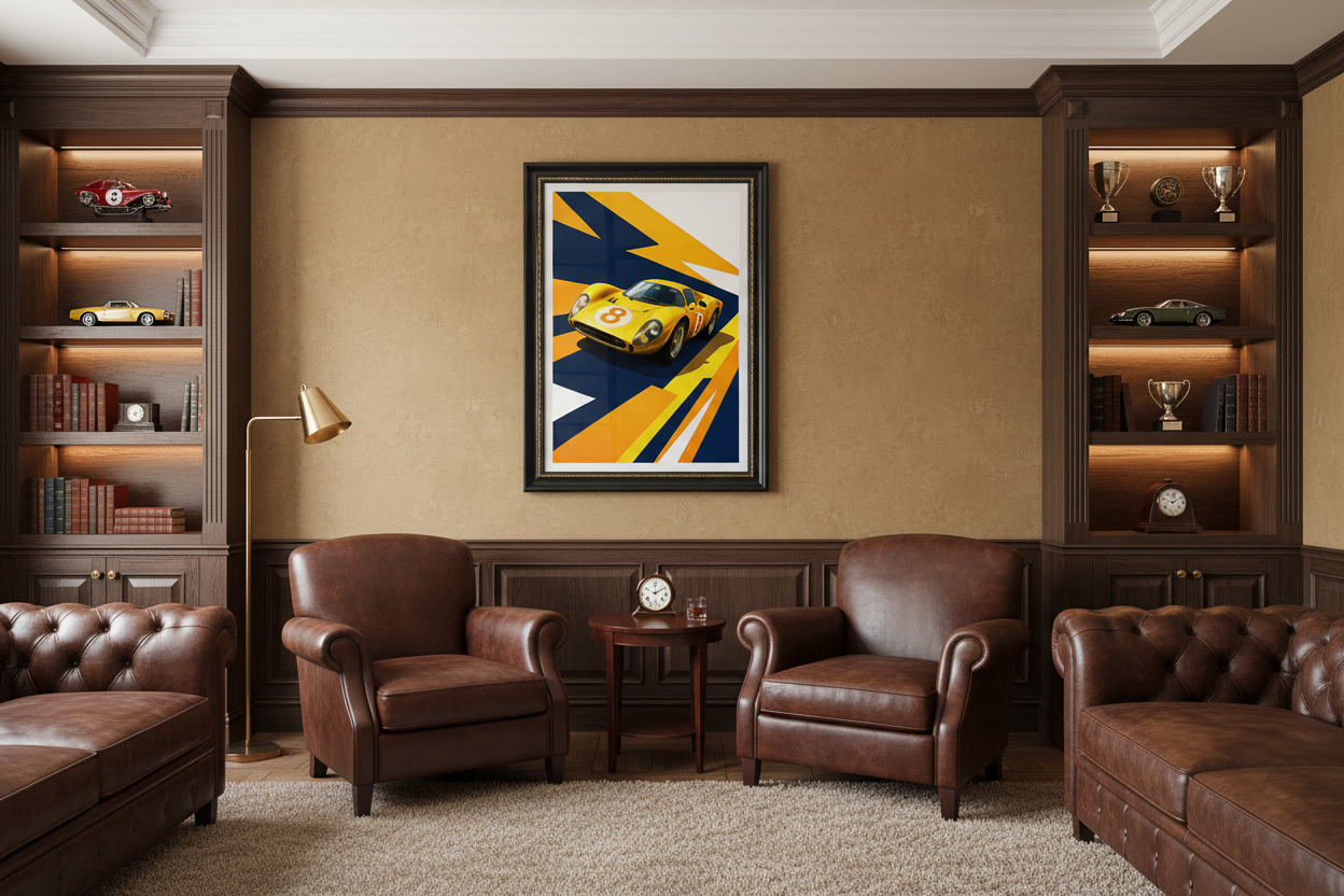 Bil Plakat 90 - Ferrari 250 GTO i elegant interiør