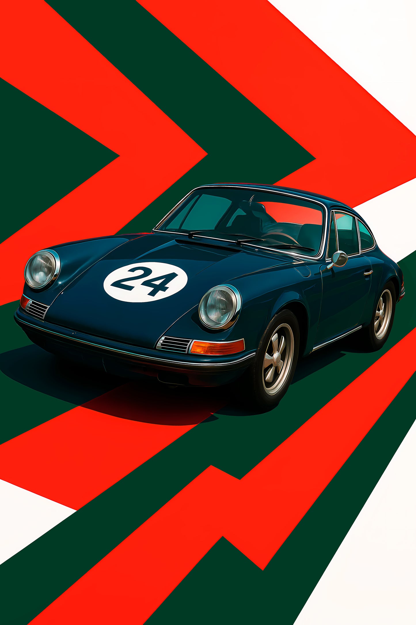 Bil plakat 91 med Porsche 911 som motiv til nordisk indretning i danske hjem