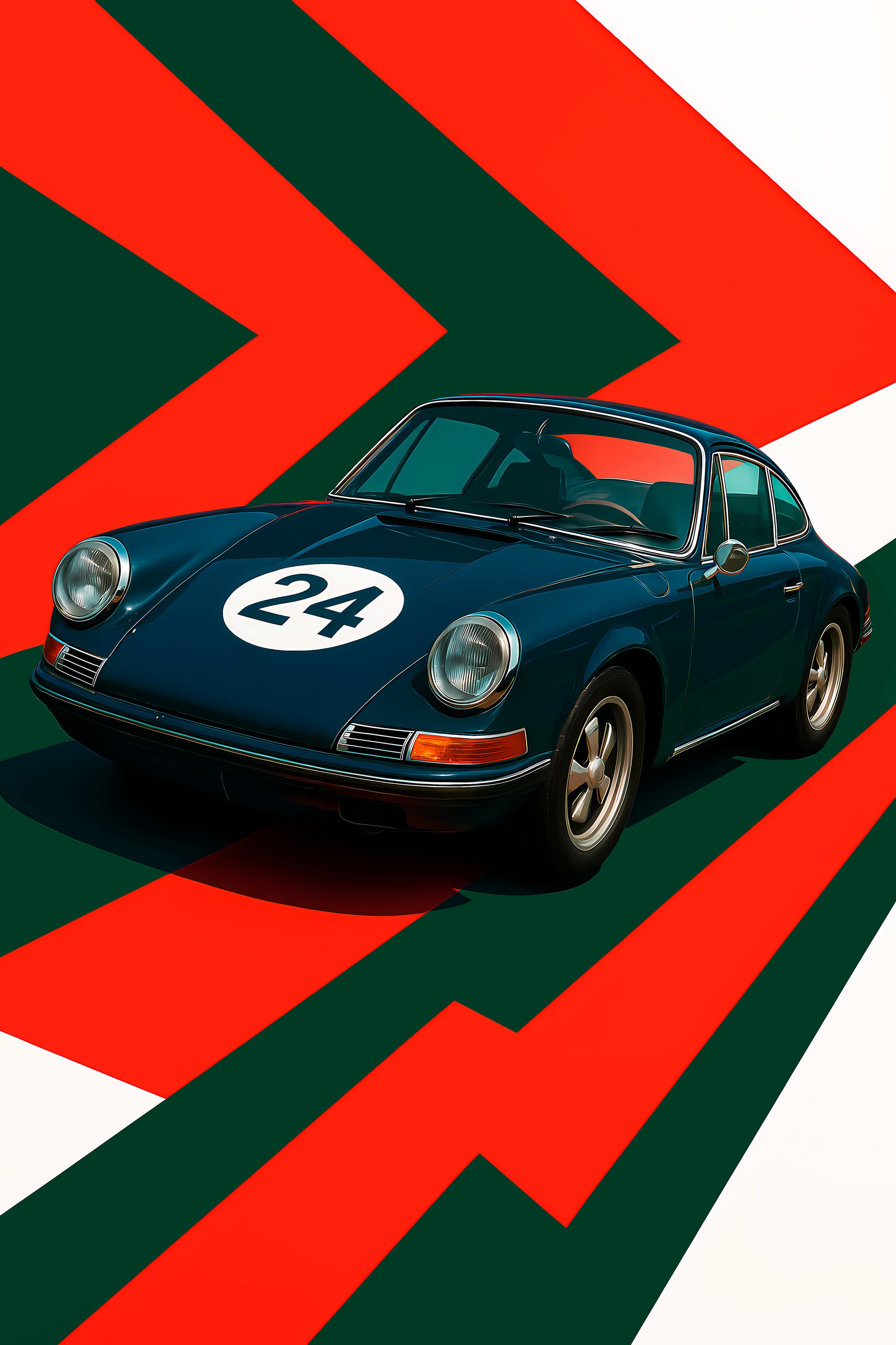 Bil plakat 91 med Porsche 911 som motiv til nordisk indretning i danske hjem