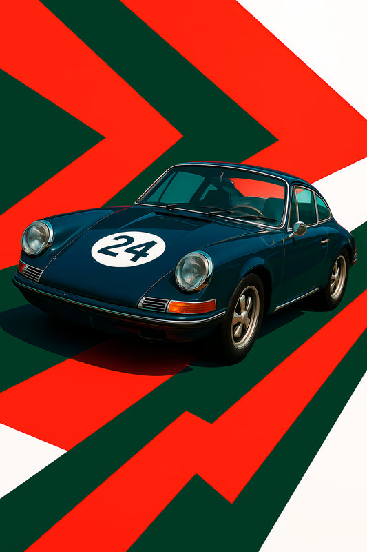 Bil plakat 91 med Porsche 911 som motiv til nordisk indretning i danske hjem